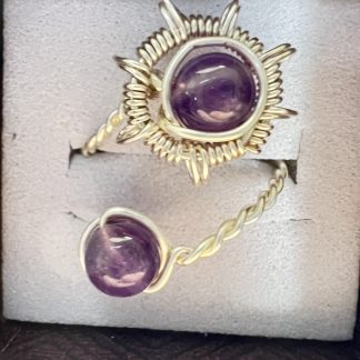 Amethyst Dual-Stone Wire-Wrapped Ring