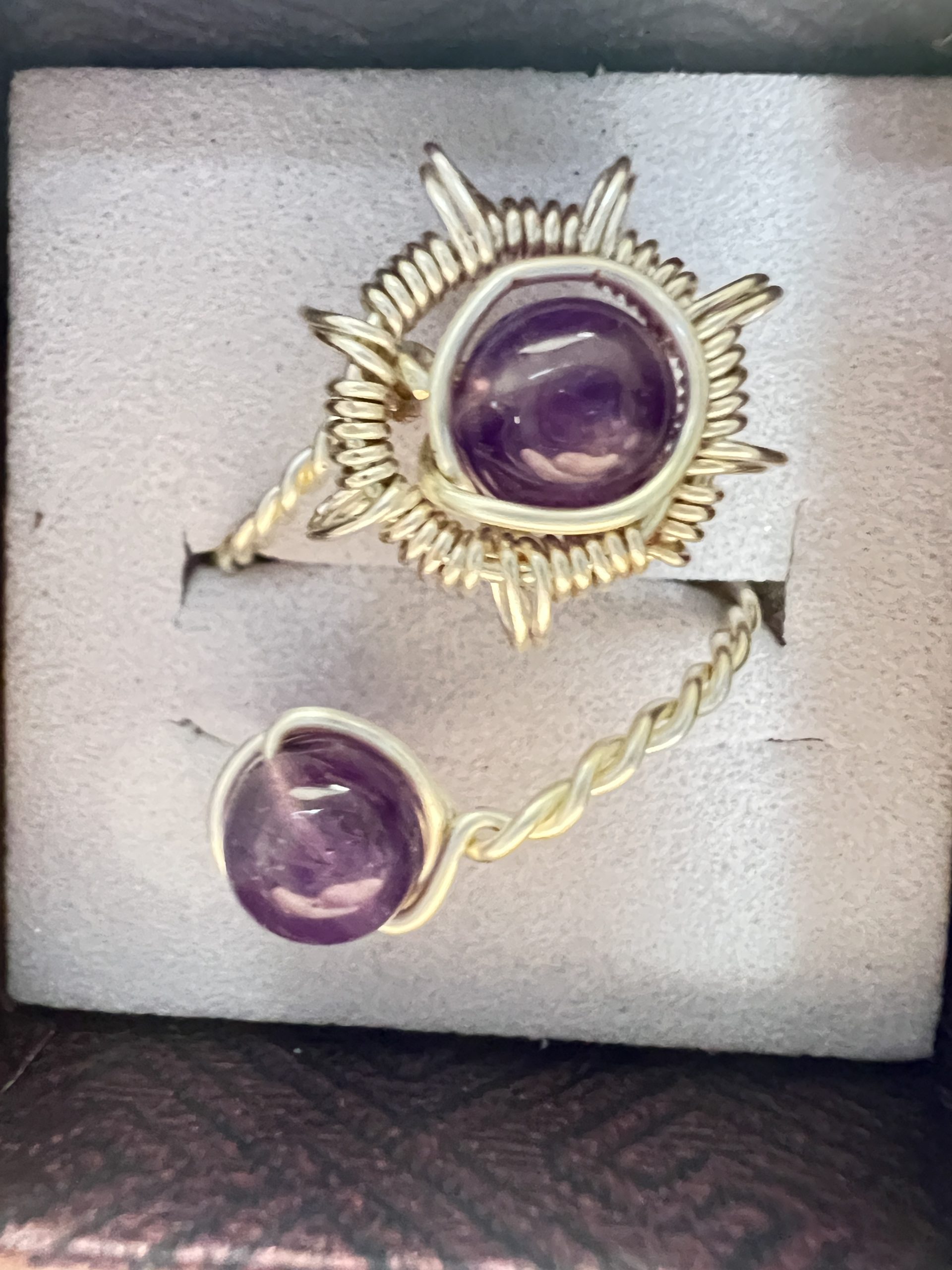 Amethyst Dual-Stone Wire-Wrapped Ring
