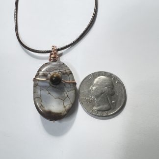 Dragon Vein Agate Pendant with Tiger’s Eye Accent