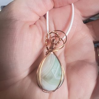Green Banded Agate Wire-Wrapped Pendant
