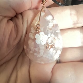 Flower Agate Teardrop Pendant