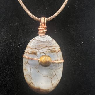 Dragon Vein Agate with Tiger’s Eye Accent Pendant