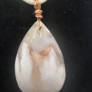 Flower Agate Copper Wrapped Pendant
