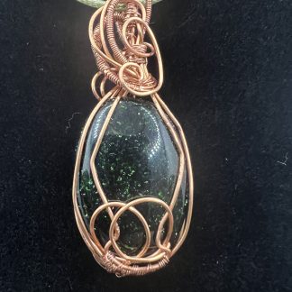 Green Sandstone Oval Copper Wire Pendant