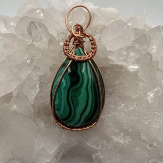 Malachite Teardrop Copper Wrapped Pendant