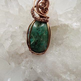 Green Chalcedony Copper Wire Pendant