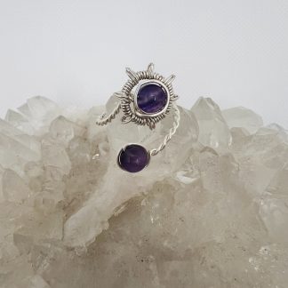 Amethyst Dual-Stone Wire-Wrapped Ring