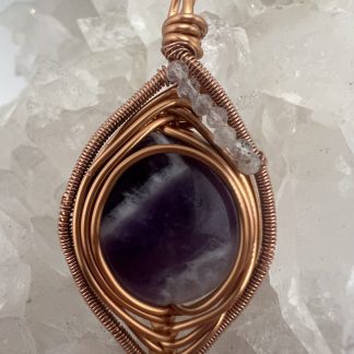 Amethyst Copper Wrapped with Labradorite Accent Bead Pendant