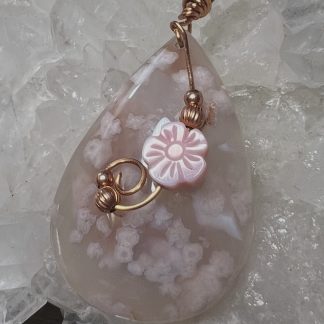 Flower Agate Teardrop Pendant