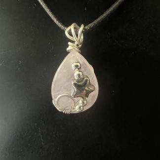 Rose Quartz Teardrop with Star Accent Pendant