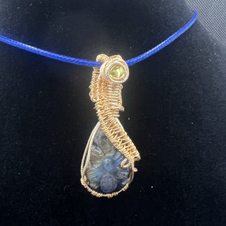 Labradorite Teardrop Pendant with Peridot Accent