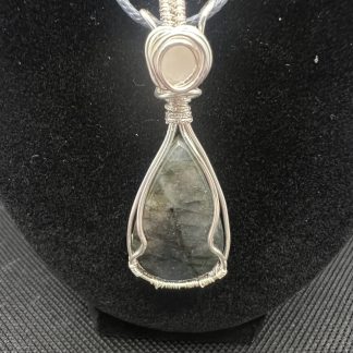 Labradorite Teardrop Pendant with Moonstone Accent