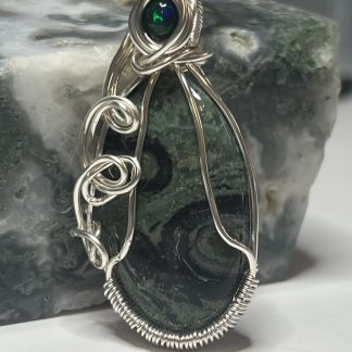 Mystic Forest Jasper & Green Opal Fire Accent Pendant