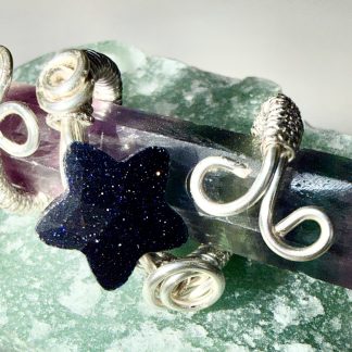 Midnight Spark Blue Sandstone Adjustable Ring