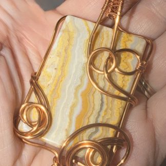 Golden Lace Agate Statement Pendant