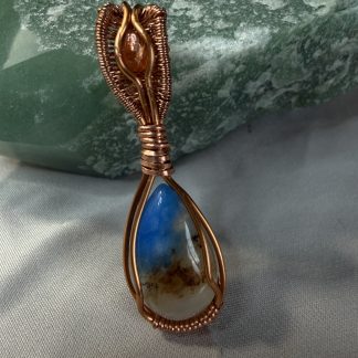 Ocean Horizon Agate Pendant with Sunstone Accent